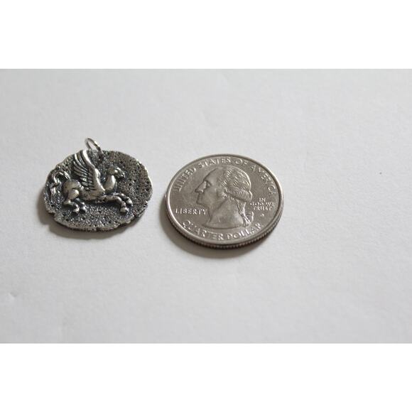 Sterling Silver Ancient Pegasus Coin Charm - Picture 4 of 4